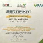 MA DDI Masamba Raih Sertifikat Integritas Pendidikan dari KPK-RI 2023