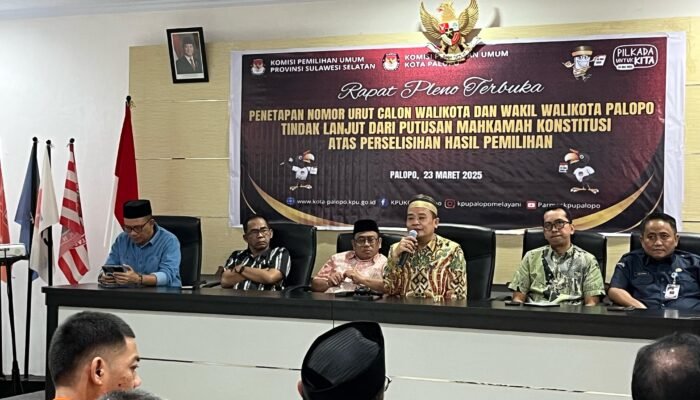 Pilkada Ulang Palopo, KPU Tetapkan Nomor Urut Paslon Cawalkot