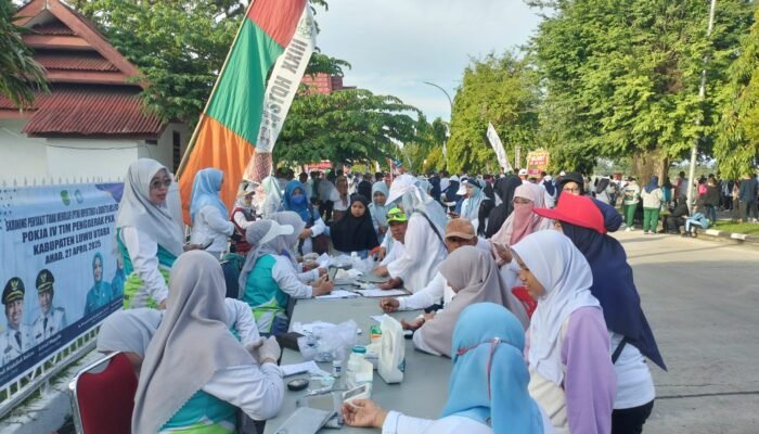 236 Peserta Jalan Santai HUT XXVI Luwu Utara Lakukan Skrining PTM