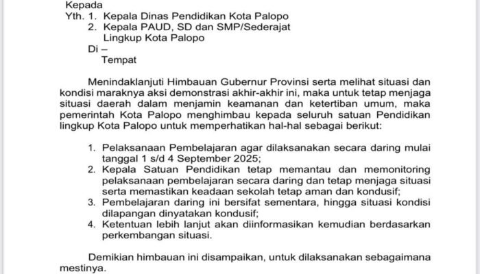 Walikota Palopo: Siswa Belajar Online Sementara Demi Keamanan