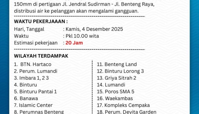 PDAM Lakukan Perbaikan dan Penyambungan Pipa, Layanan Air Palopo Terganggu Sementara