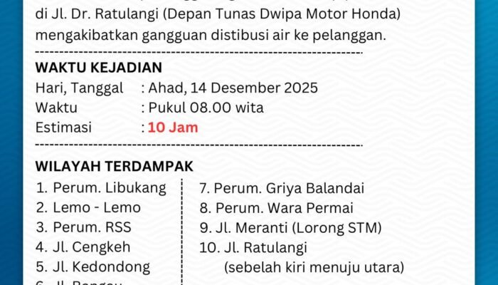 Kebocoran Pipa JDU, 10 Wilayah di Palopo Alami Gangguan Air Bersih